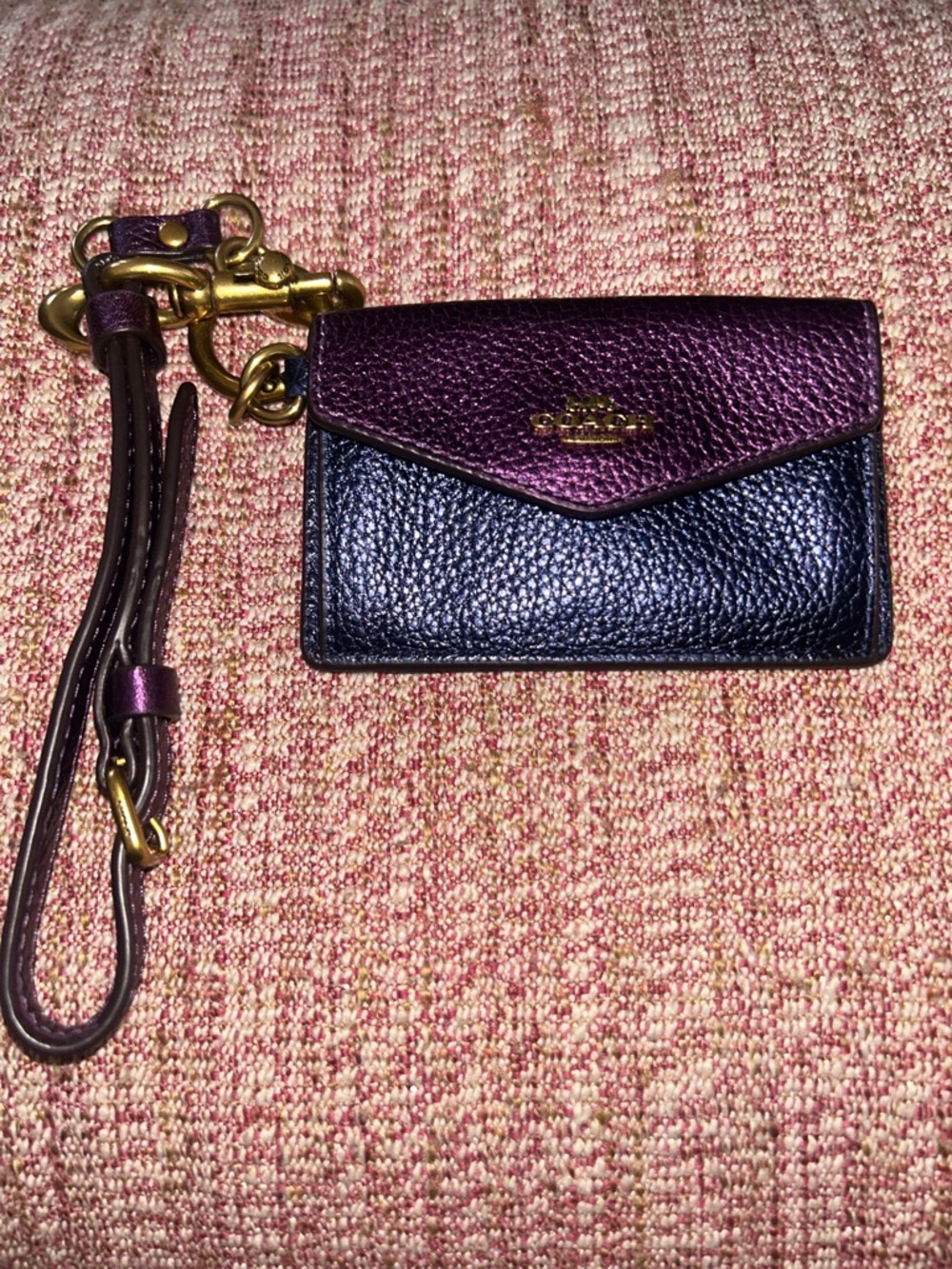 💚 COACH COLOR BLOCK mini wallet with keychain and wristlet loop NEW RARE !!!